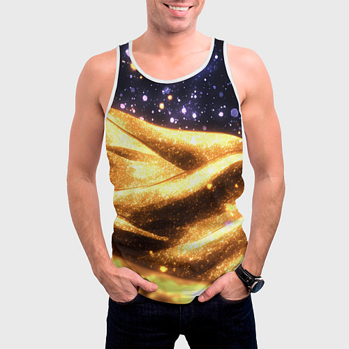 Мужская майка без рукавов Золотая текстура и синее небо / 3D-Белый – фото 3