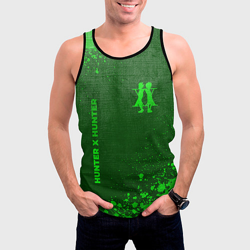 Мужская майка без рукавов Hunter x Hunter - green gradient вертикально / 3D-Черный – фото 3