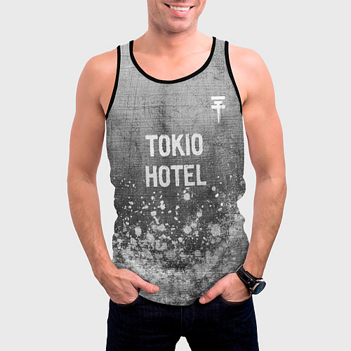 Мужская майка без рукавов Tokio Hotel - grey gradient посередине / 3D-Черный – фото 3