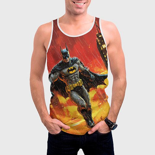 Мужская майка без рукавов Бэтмен застыл в воздухе / 3D-Белый – фото 3