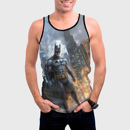 Мужская майка без рукавов Бэтмен - старый стиль / 3D-Черный – фото 3
