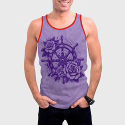 Майка-безрукавка мужская Штурвал в розах, цвет: 3D-красный — фото 2