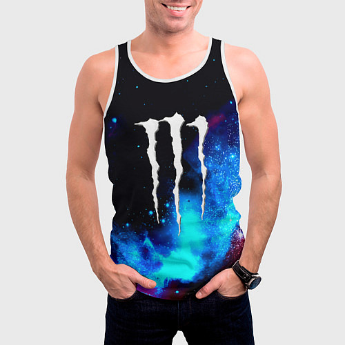 Мужская майка без рукавов Monster energy космос / 3D-Белый – фото 3