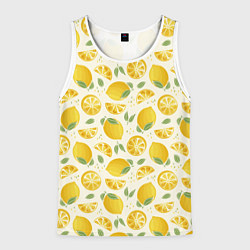Майка-безрукавка мужская Сочные лимоны - паттерн, цвет: 3D-белый