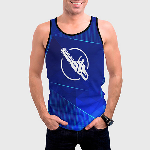 Мужская майка без рукавов Chainsaw Man blue poly / 3D-Черный – фото 3