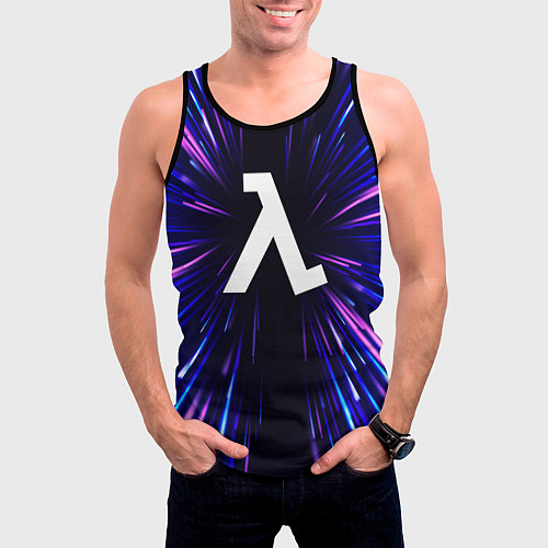 Мужская майка без рукавов Half-Life neon energy / 3D-Черный – фото 3