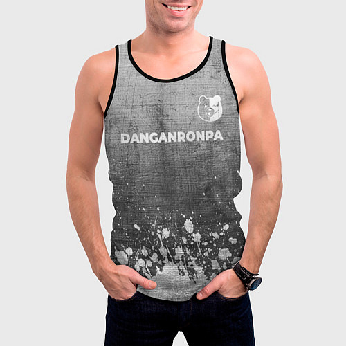 Мужская майка без рукавов Danganronpa - grey gradient посередине / 3D-Черный – фото 3