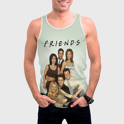 Мужская майка без рукавов Американский сериал - Друзья / 3D-Белый – фото 3