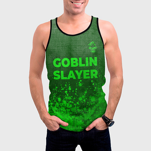 Мужская майка без рукавов Goblin Slayer - green gradient посередине / 3D-Черный – фото 3