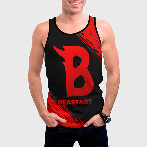 Мужская майка без рукавов Beastars - red gradient / 3D-Черный – фото 3