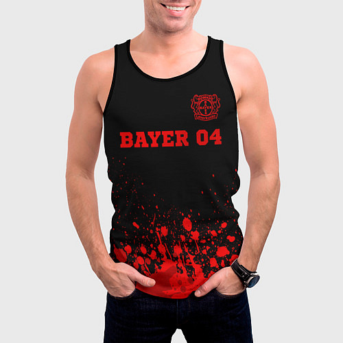 Мужская майка без рукавов Bayer 04 - red gradient посередине / 3D-Черный – фото 3