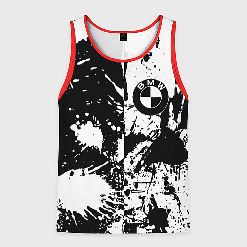Мужская майка без рукавов BMW черно белые краски / 3D-Красный – фото 1