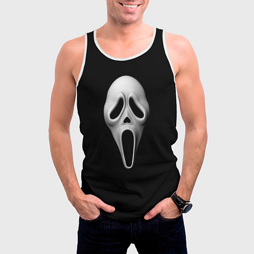 Мужская майка без рукавов Крик маска косплей / 3D-Белый – фото 3