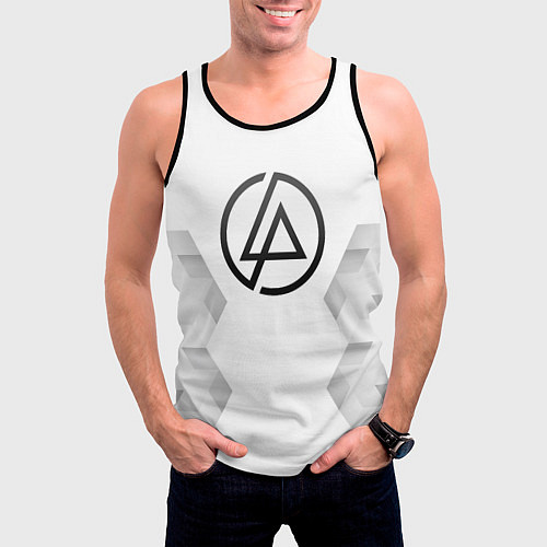 Мужская майка без рукавов Linkin Park white poly / 3D-Черный – фото 3