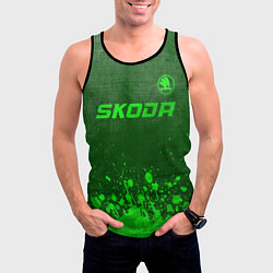 Майка-безрукавка мужская Skoda - green gradient посередине, цвет: 3D-черный — фото 2