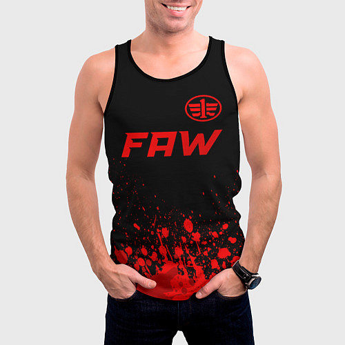 Мужская майка без рукавов FAW - red gradient посередине / 3D-Черный – фото 3