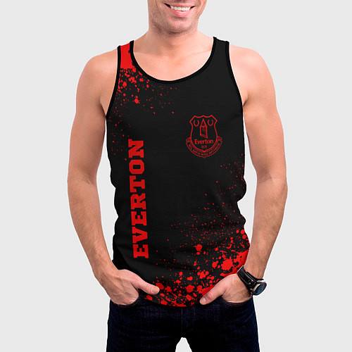 Мужская майка без рукавов Everton - red gradient вертикально / 3D-Черный – фото 3