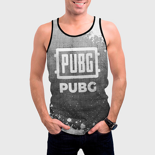 Мужская майка без рукавов PUBG - grey gradient / 3D-Черный – фото 3