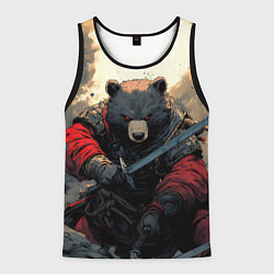 Майка-безрукавка мужская Медведь самурай, цвет: 3D-черный