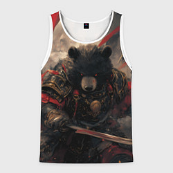 Майка-безрукавка мужская Самурай медведь, цвет: 3D-белый