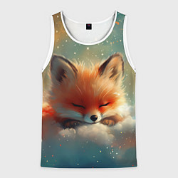 Майка-безрукавка мужская Лисенок спит на облаке, цвет: 3D-белый