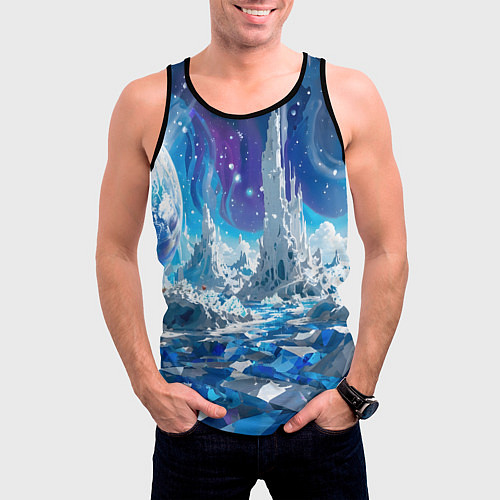 Мужская майка без рукавов Космический фантастический пейзаж / 3D-Черный – фото 3