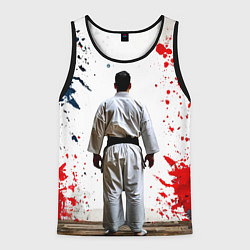 Майка-безрукавка мужская Борец айкидо на белом, цвет: 3D-черный