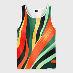 Майка-безрукавка мужская Тропическая жаркая абстракция, цвет: 3D-белый