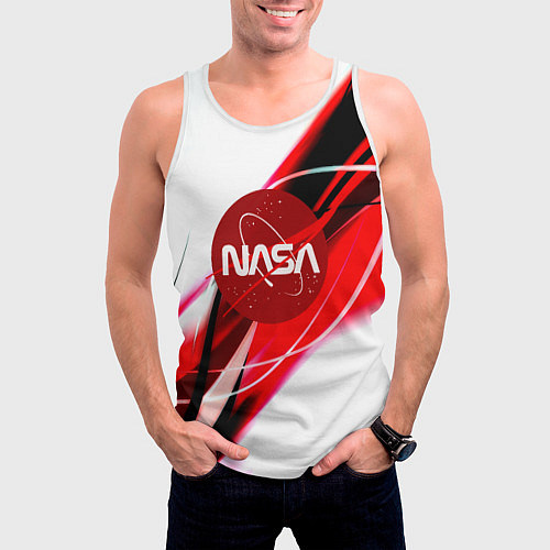 Мужская майка без рукавов Nasa абстрактные полосы / 3D-Белый – фото 3