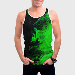 Майка-безрукавка мужская Color green black, цвет: 3D-белый — фото 2