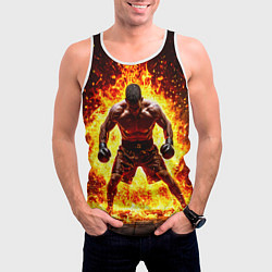Майка-безрукавка мужская Боксер в огне, цвет: 3D-белый — фото 2