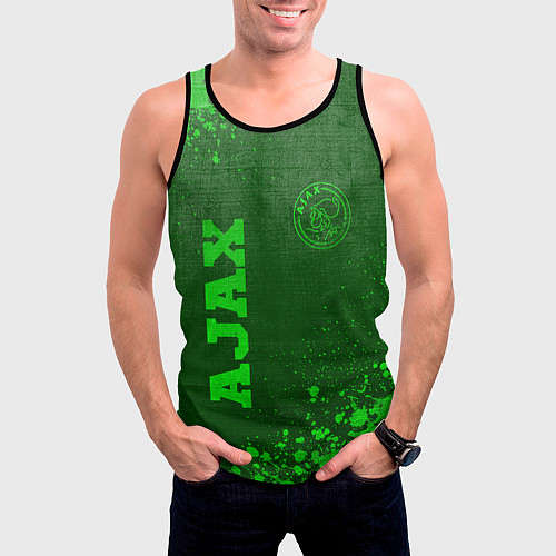 Мужская майка без рукавов Ajax - green gradient вертикально / 3D-Черный – фото 3