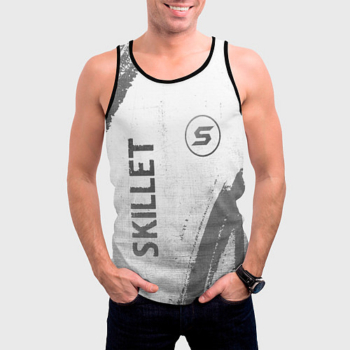 Мужская майка без рукавов Skillet - white gradient вертикально / 3D-Черный – фото 3