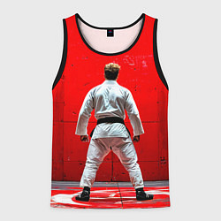 Майка-безрукавка мужская Боец джиу-джитсу на красном, цвет: 3D-черный