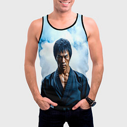 Майка-безрукавка мужская Брюс Ли в дыму, цвет: 3D-черный — фото 2
