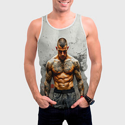 Майка-безрукавка мужская Дастин Порье на сером, цвет: 3D-белый — фото 2