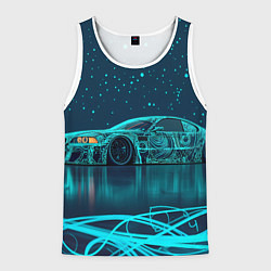 Майка-безрукавка мужская BMW неоновый фон, цвет: 3D-белый