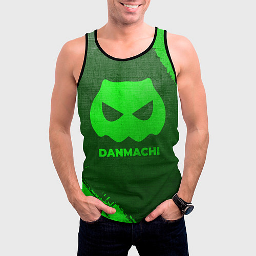 Мужская майка без рукавов DanMachi - green gradient / 3D-Черный – фото 3