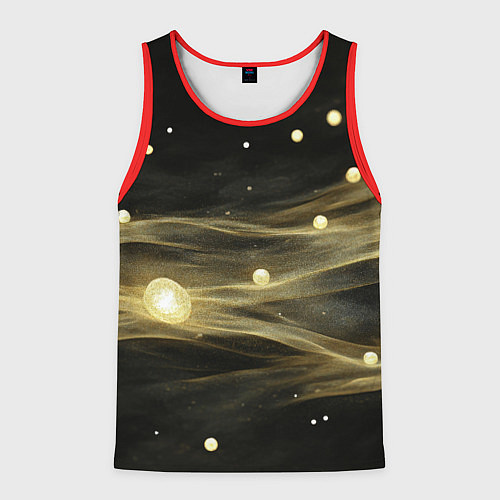 Мужская майка без рукавов Золотистый свет на черной текстуре / 3D-Красный – фото 1