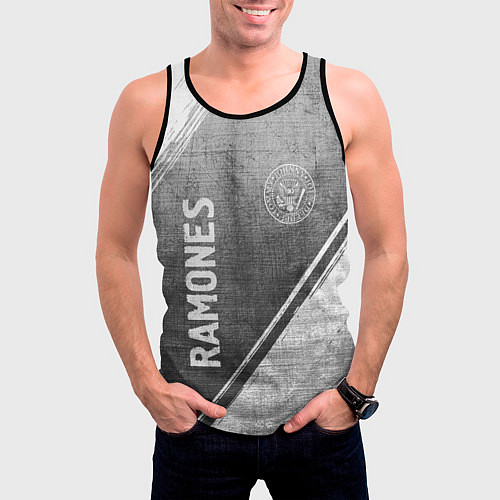 Мужская майка без рукавов Ramones - grey gradient вертикально / 3D-Черный – фото 3