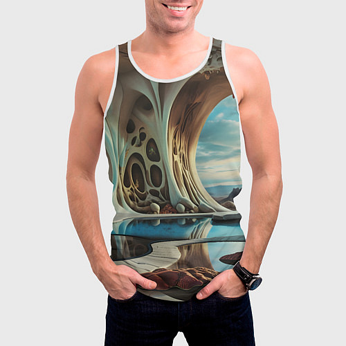 Мужская майка без рукавов Современная пещера / 3D-Белый – фото 3