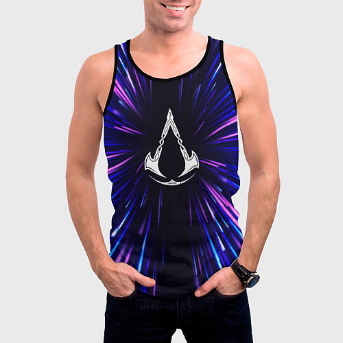 Мужская майка без рукавов Assassins Creed neon energy / 3D-Черный – фото 3