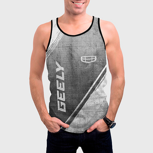 Мужская майка без рукавов Geely - grey gradient вертикально / 3D-Черный – фото 3