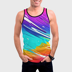 Майка-безрукавка мужская Радужные брызги краски текстура, цвет: 3D-черный — фото 2