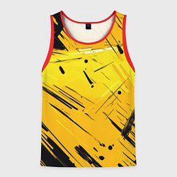 Майка-безрукавка мужская Желтая краска на черном фоне, цвет: 3D-красный