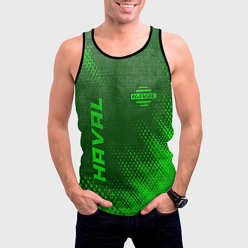 Мужская майка без рукавов Haval - green gradient вертикально / 3D-Черный – фото 3