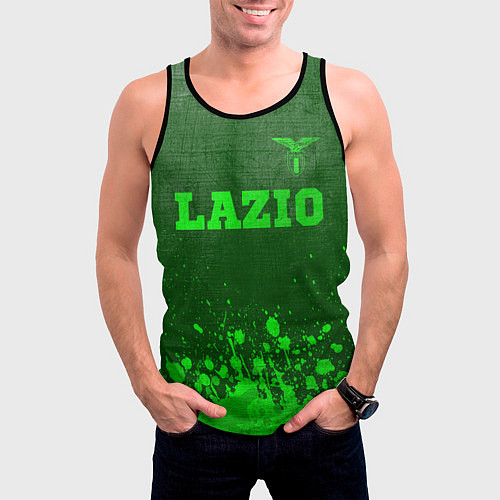 Мужская майка без рукавов Lazio - green gradient посередине / 3D-Черный – фото 3