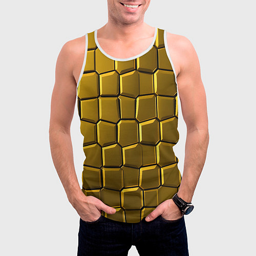 Мужская майка без рукавов Золотые слитки / 3D-Белый – фото 3