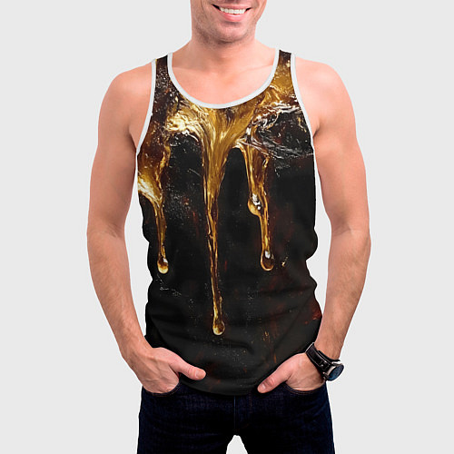 Мужская майка без рукавов Стекающий мед - текстура / 3D-Белый – фото 3