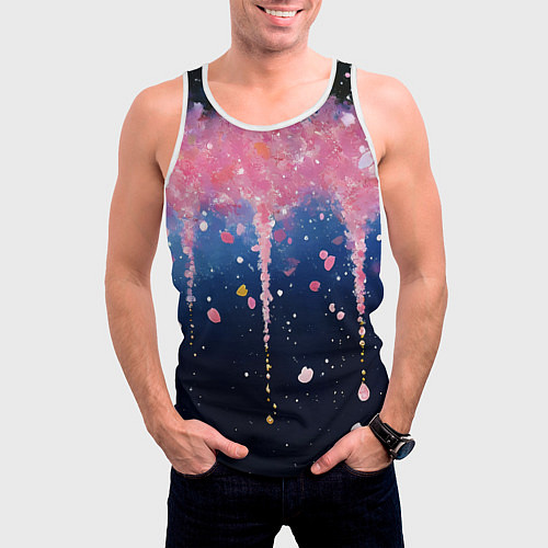 Мужская майка без рукавов Розово-синяя текстура / 3D-Белый – фото 3